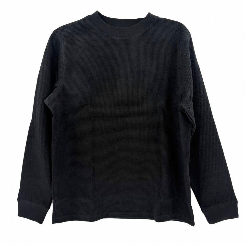 Lucid Blanks 1089BL Thermal Long Sleeve Shirt L Black Waffle Knit Crewneck NEW